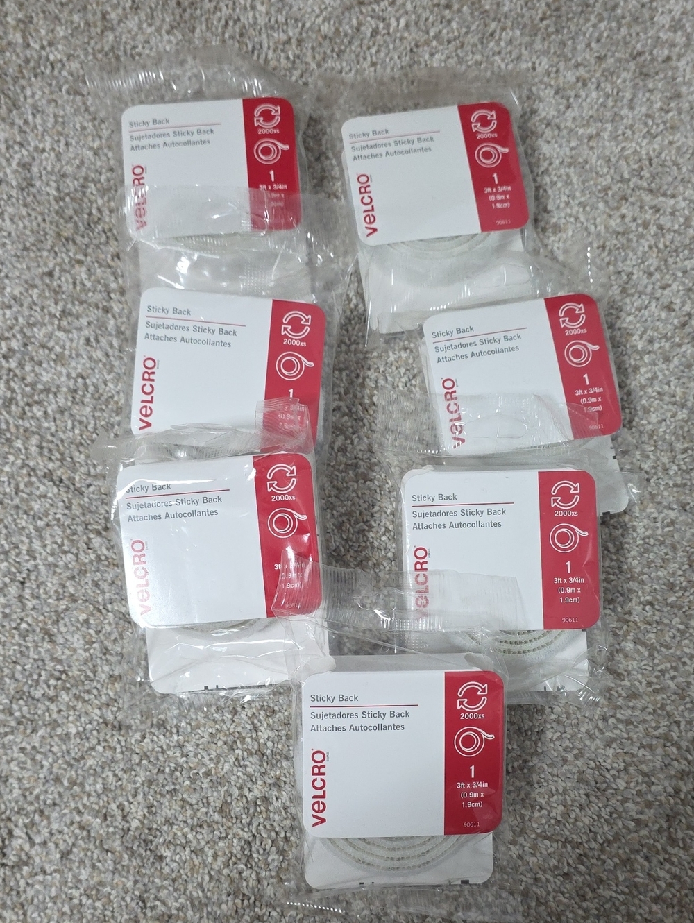 Brand White Sticky Back Hook & Loop Fastener Roll - 1 Pack